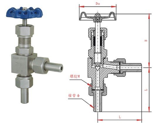 J24型角式外螺纹针型阀