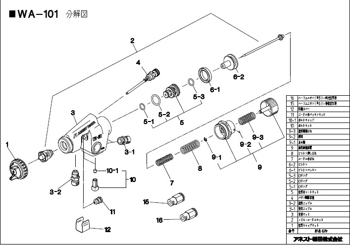  日本岩田WA-101喷枪/日本岩田WA-101说明书资料￠配件