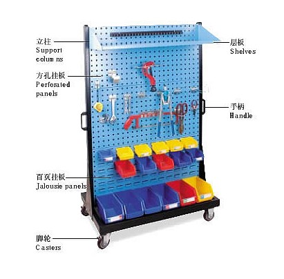 雙面物料整理架，移動整理架，工具掛板架，料盒掛板架
