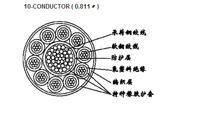 十芯氟塑料F46絕緣特種橡膠護套馬籠頭電極電纜