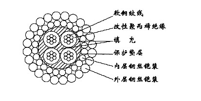 W4B (4H-185A)-4.70mm型四芯改性聚丙烯绝缘双钢丝