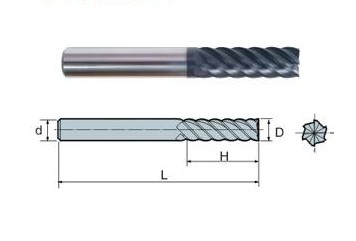 高硬度六刃立铣刀。