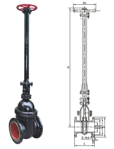 加長桿鑄鐵閘閥Z41T-10 地溝法蘭閘閥Z45T-10