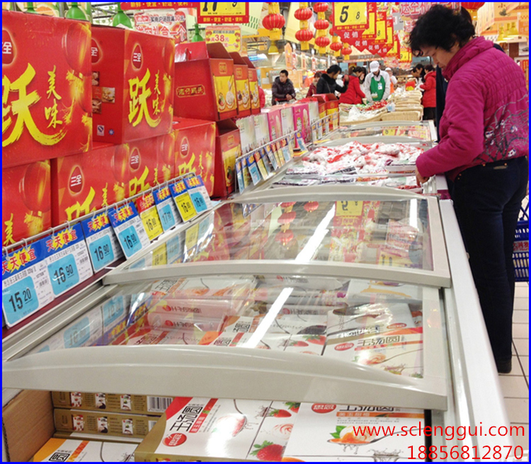 玻璃门冷冻岛柜 平顶山速冻食品展示柜 超低温直冷岛柜