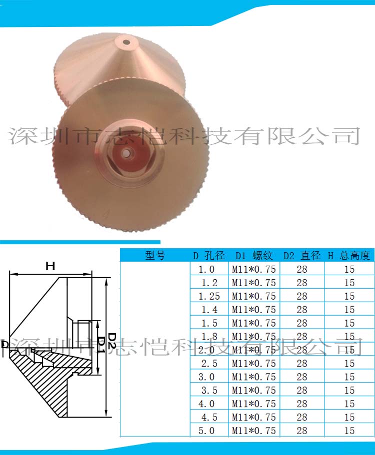 激光喷嘴 普拉次特切割头喷嘴 大族激光喷嘴