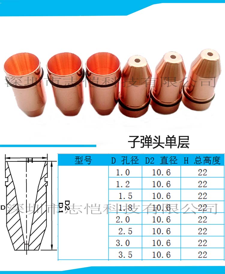 激光喷嘴 子弹头 单层喷嘴