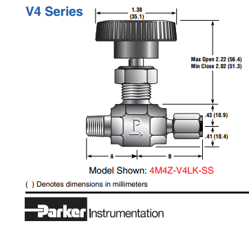 PARKER派克针型阀4Z-V4LK-SS-派克仪表阀总代理