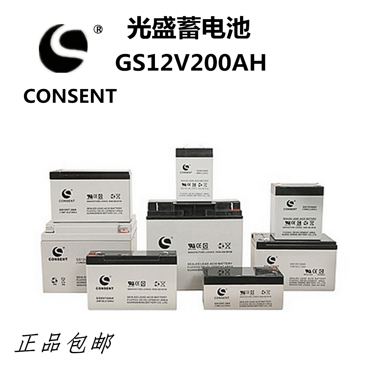 CONSEN光盛蓄电池GS12V200AH 12V200AH航天、航海、铁路专用