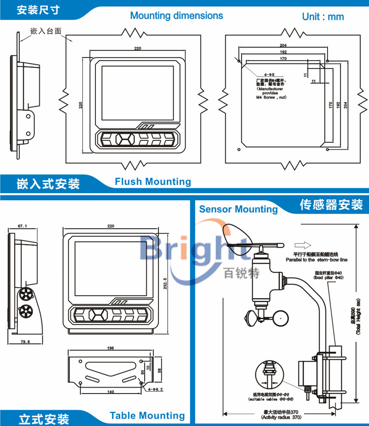 领路AM708H风速风向仪 AM708船用风速仪 航海 海船适用 CCS船检