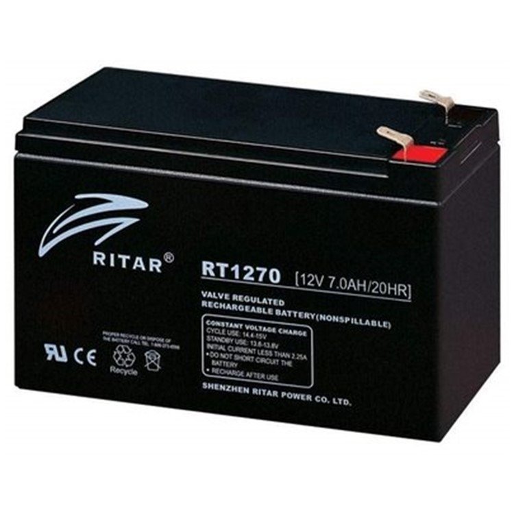 RITAR瑞达蓄电池RT1270 12V7.0AH UPS电源 电梯 应急灯配套电池