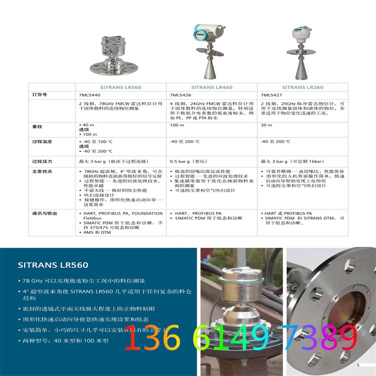 西門子SITRANS LG200導(dǎo)波雷達物位計7ML1305短量程物位