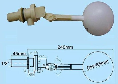 饮水机专用塑料浮球阀