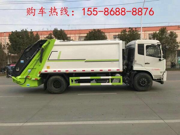 后雙橋壓縮垃圾車多少錢,后翻轉(zhuǎn)掛桶壓縮垃圾車