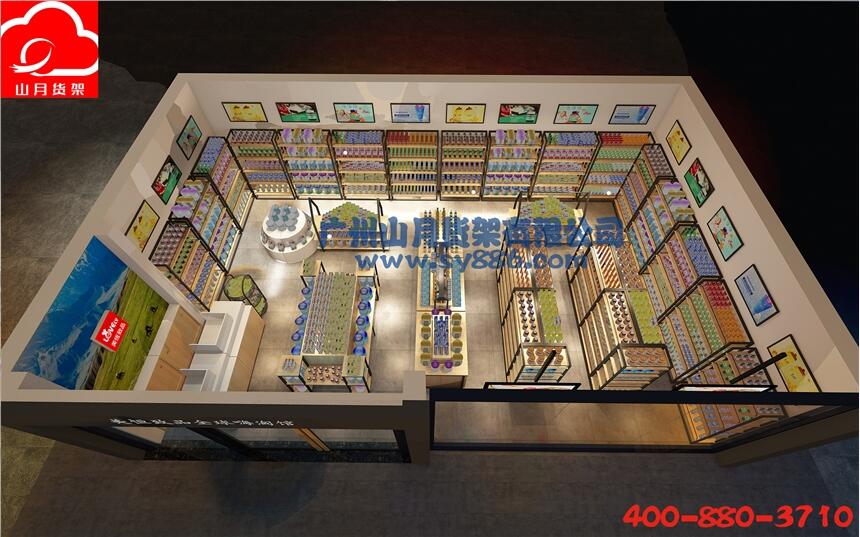 超市货架、新款货架，卖场货架，名创货架，卖场效果图、广州山月货架