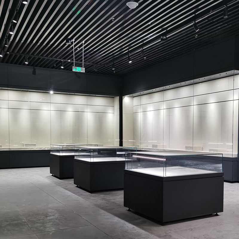 甘肅博物館電動升降展柜，甘肅博物館液壓展柜，甘肅博物館沿墻式通柜