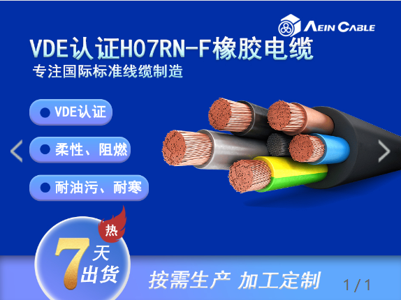 VDE認(rèn)證柔性橡膠電纜 HO7RN-F