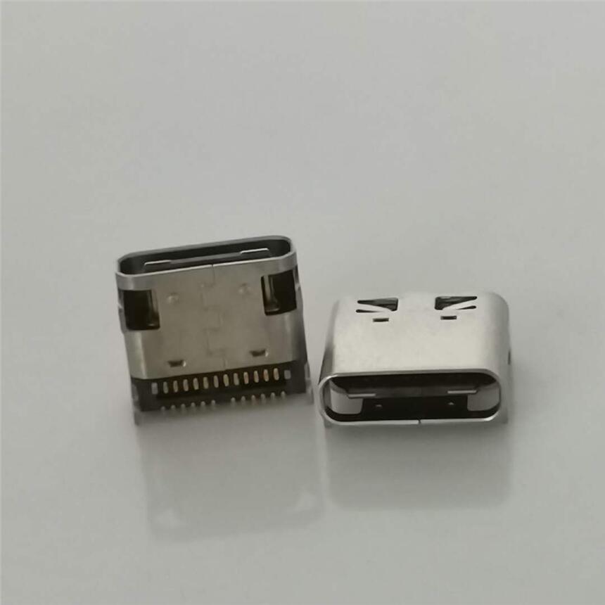 USB3.1 TYPE-C母座24PIN双贴 四脚插板dip 端子双排贴片 全贴