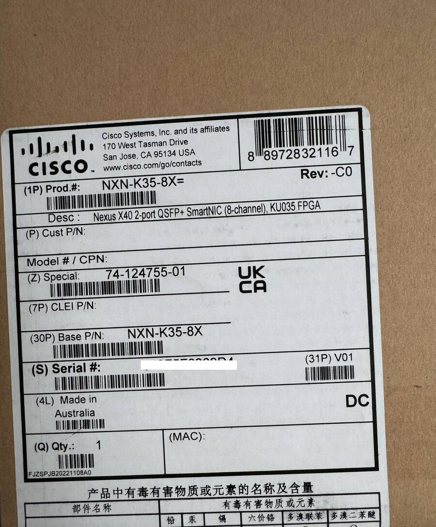 CISCO  NXN-K35-8X=  74-124755-01  Nexus X40 2-port