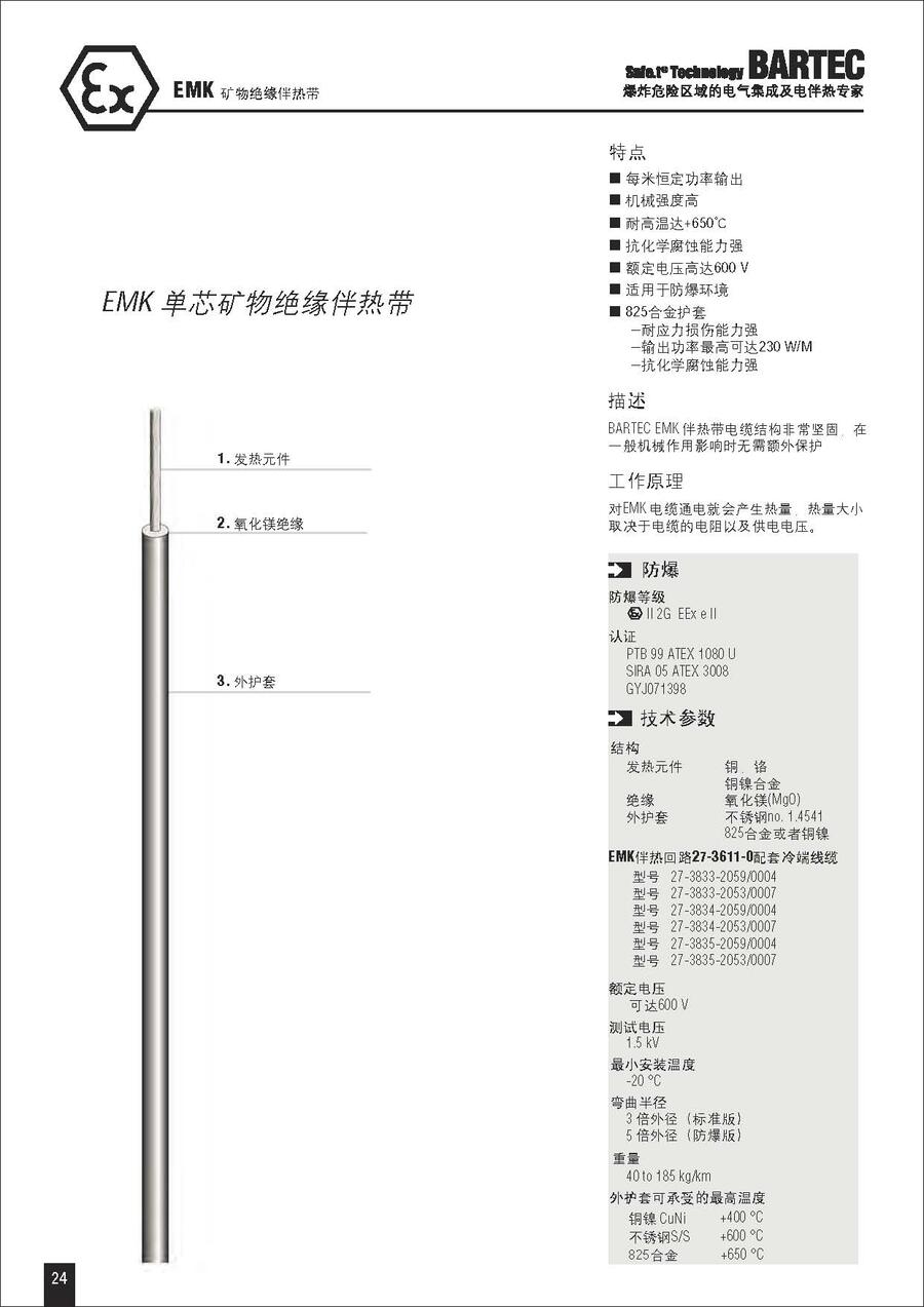 博太科矿物绝缘不锈钢电伴热带