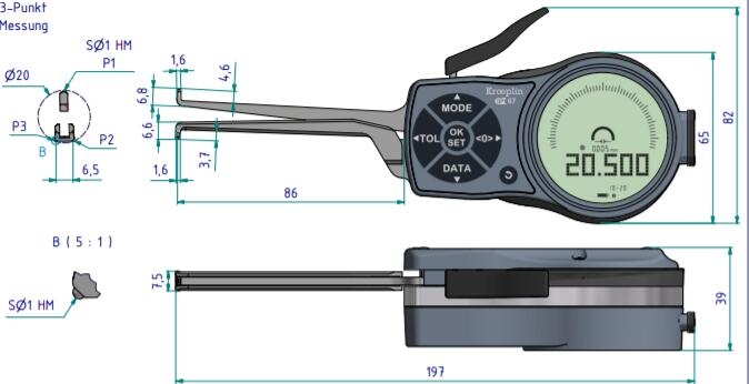 德国kroeplin三点式内测卡规L210P3，测量范围：10-20mm