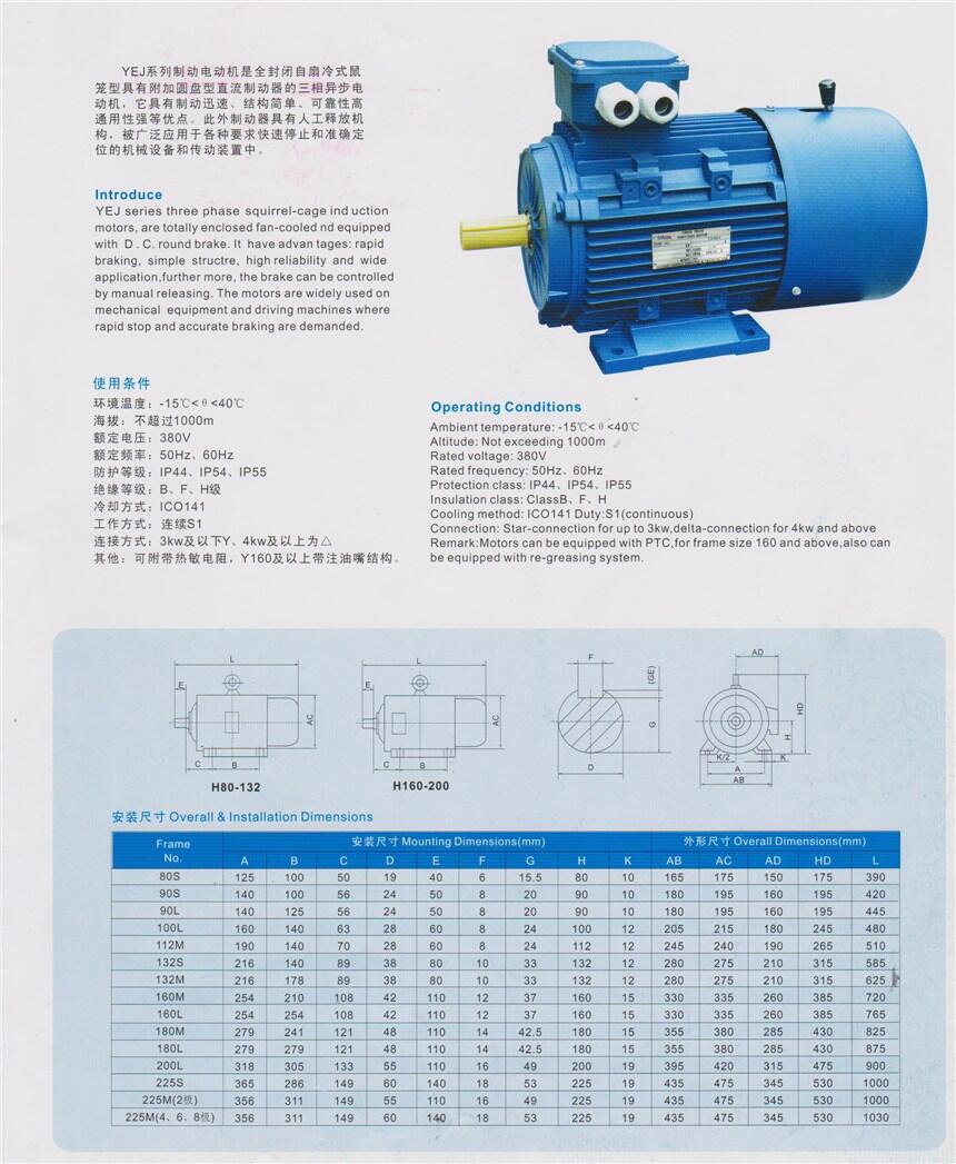 杭州YEJ2-200L1-6-18.5KW,制动电机厂家直销