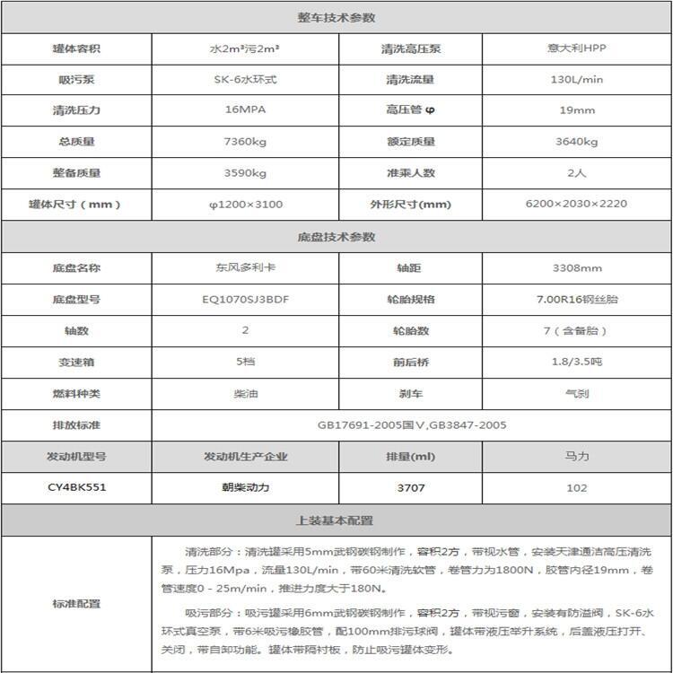 国六排放清排污管道运输车上户价格清洗吸污车厂家