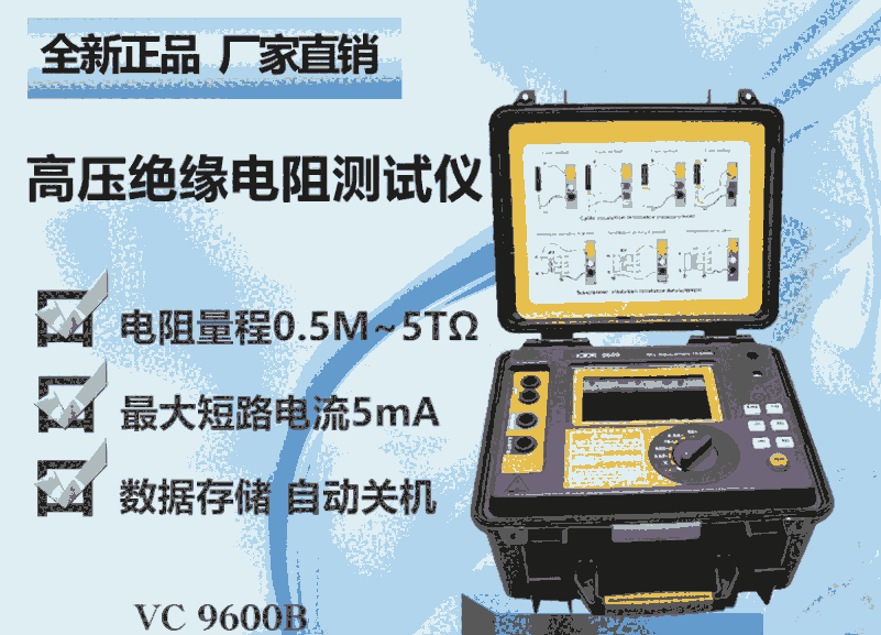 勝利VC9600B高壓絕緣電阻測試儀“大容量充電鋰電池組”等級IP65