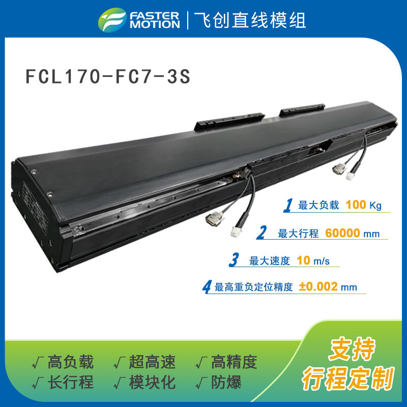 直線模組廠家FasterMotion高負載模塊化超長行程直線電機模組FCL170-FC7-3S