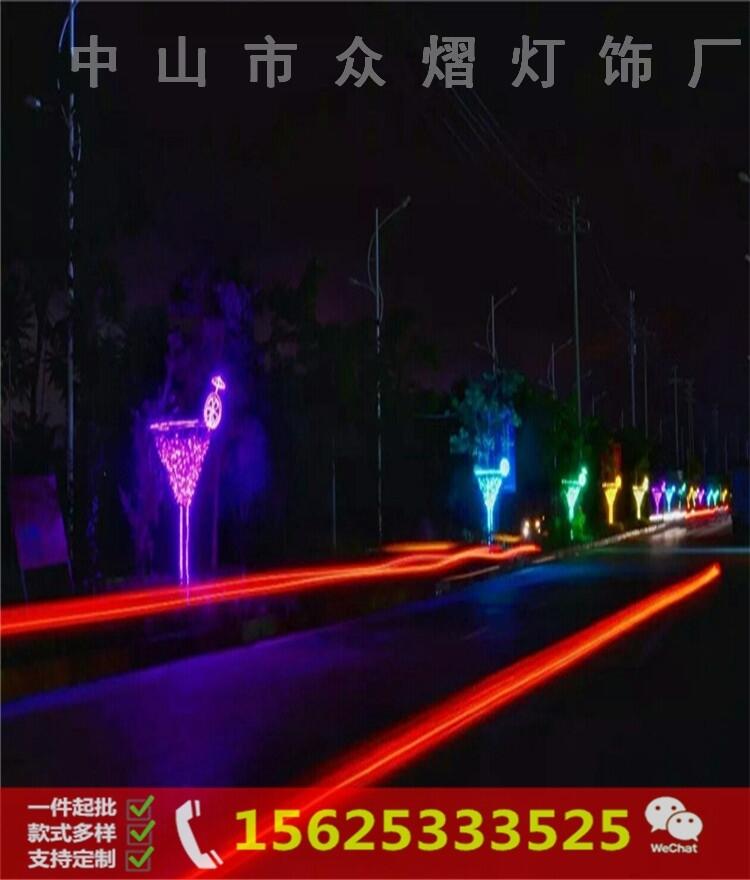 中国传统市政亮化立体节日艺术造型灯时尚3D牡丹花传统文化主题灯 