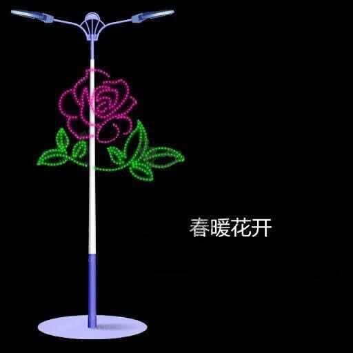 黑河春节亮化灯杆装饰led灯笼 过街灯 LED荷花造型灯