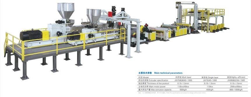 金緯機(jī)械雙螺桿免干燥排氣型PET/PLA/PETG片材生產(chǎn)線