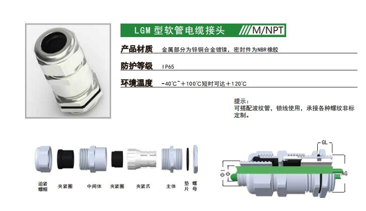 維依德 金屬軟管電纜接頭鋅銅合金線纜軟管格蘭頭