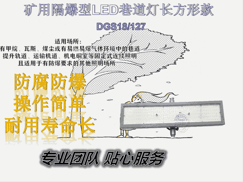 礦用隔爆型LED巷道燈長(zhǎng)方形DGS18/127專業(yè)團(tuán)隊(duì)制造