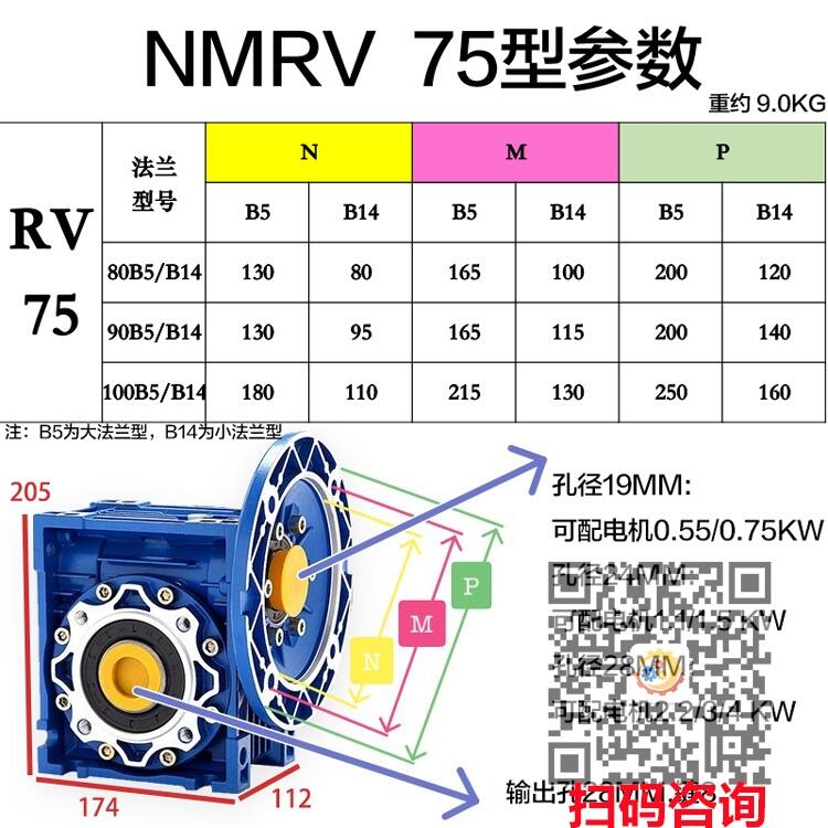 RV040-15-Y27124-0.37KW瓜子机用万鑫减速机