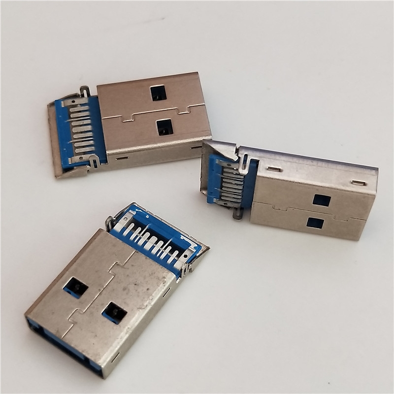 USB 3.1公头 11PIN 直脚 180度贴板式 沉板式AM 蓝胶LCP料