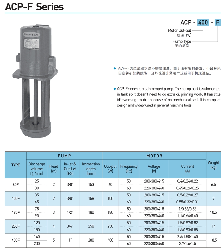 ACP-400F  韓國(guó)亞隆冷卻泵中國(guó)區(qū)代理