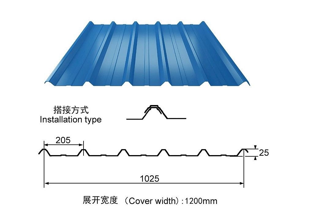 YX28-205-820型彩钢瓦 1025型彩钢瓦