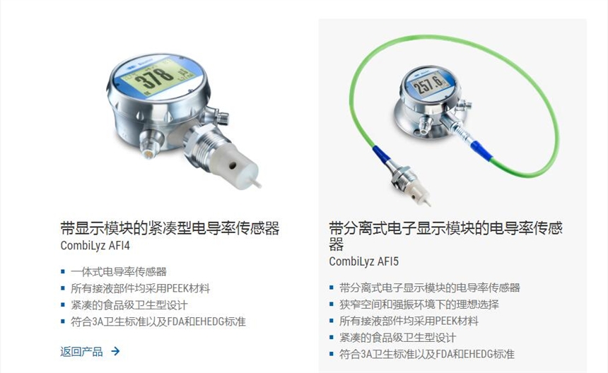 CIP 清洗流程控制 瑞士BAUMER电导率仪AFI5