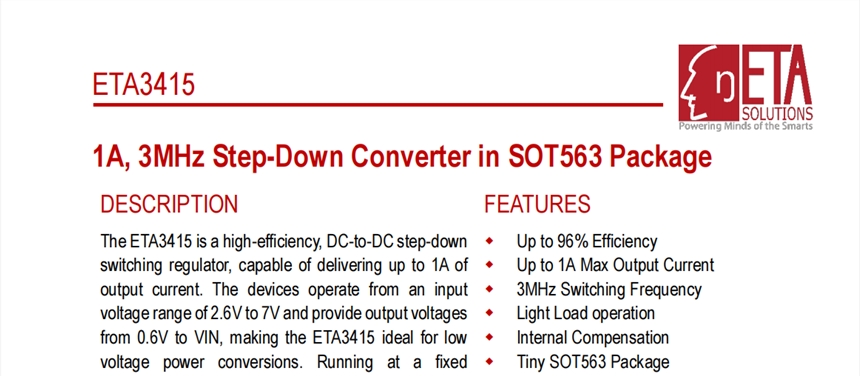 ETA3415,轻载高效，通用降压，兼容MP1601