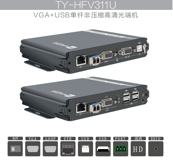 天翼訊通TY-HFV301U非壓縮VGA高清光端機