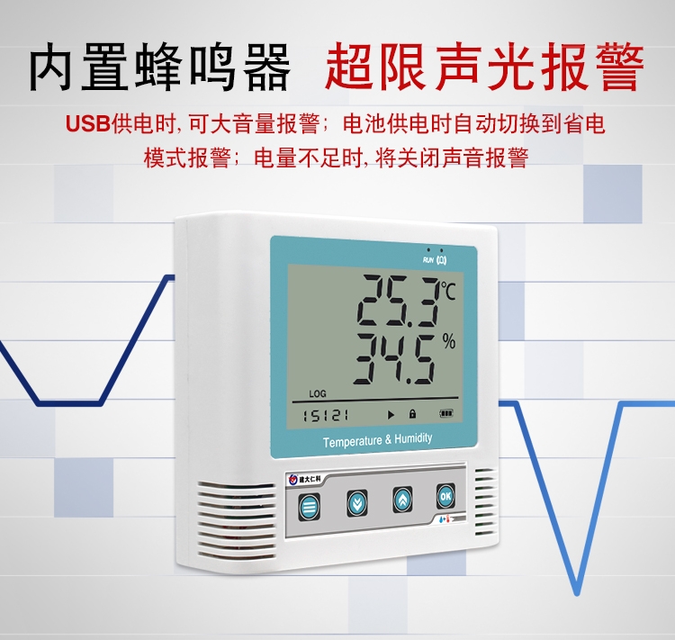 USB高精度工業(yè)溫濕度記錄儀陰涼柜溫濕度傳感器變送器藥店gsp大棚