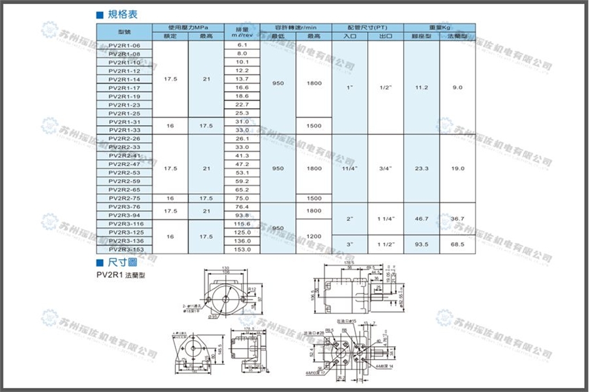 康百世葉片泵高壓電磁閥PV2R2-47