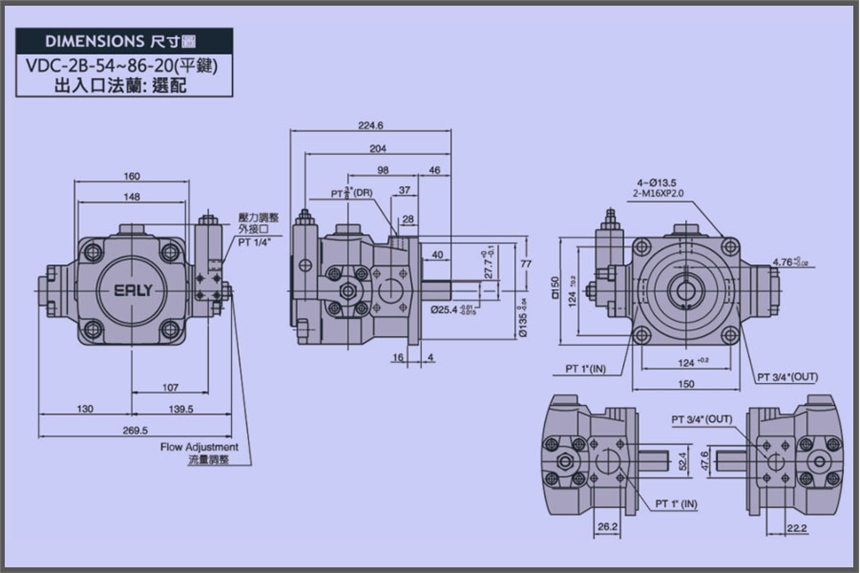 弋力葉片泵單作用非卸荷式VDC-11BF-30A-30A-20