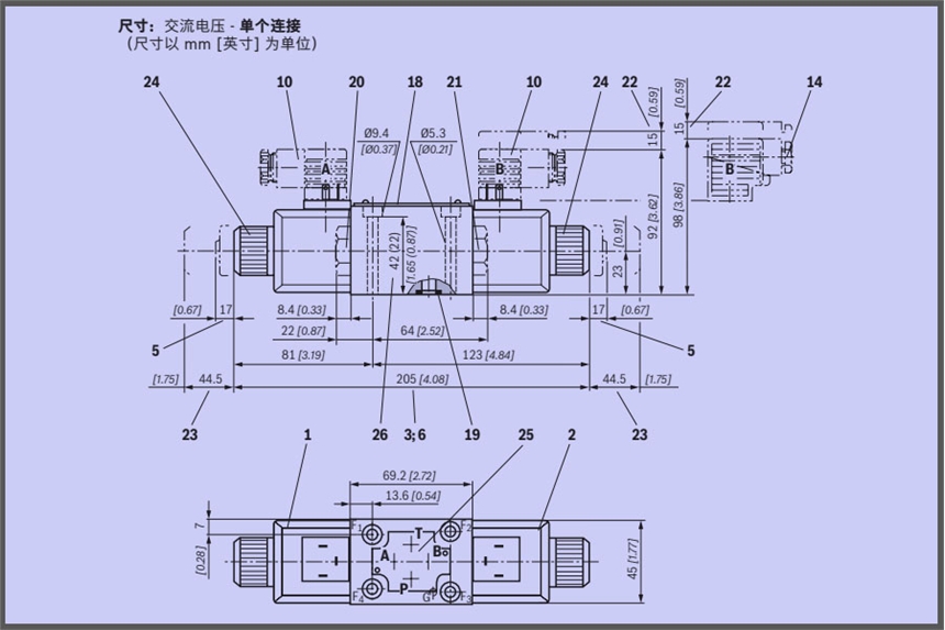 力士樂電磁閥4WE6G62/EG24N9K4主閥下腔壓力