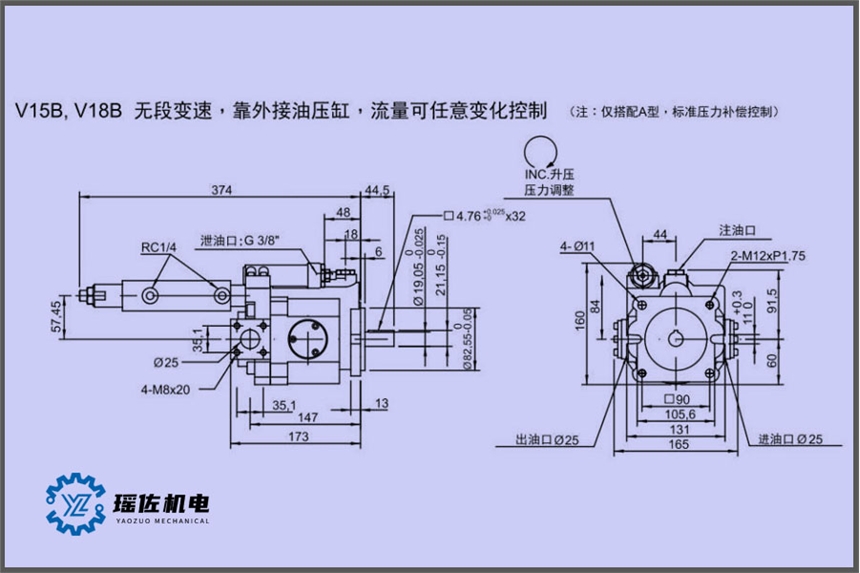 油升柱塞泵V23A2R10X采用了支撐斜盤