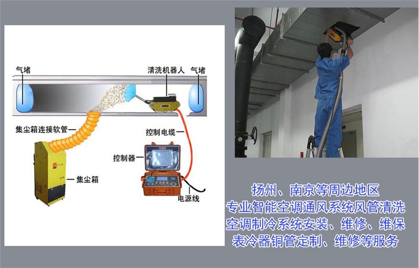 空调风管清洗检测 通风管道清洗 风机盘管清洗 表冷器清洗 扬州及周边城市