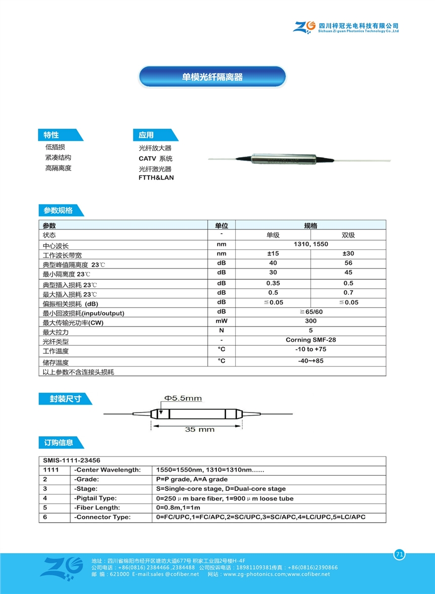 PM光纤隔离器