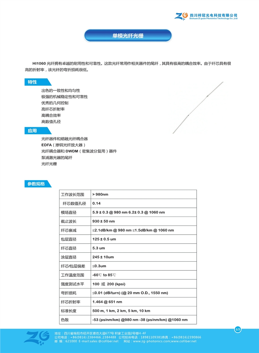 單模光纖光柵1060