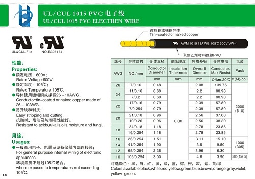 UL1015电子线