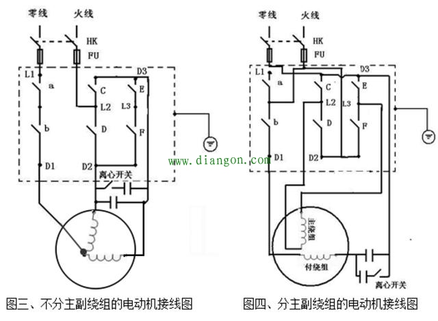 单相电动机双电容接法单相双值电容异步电动机接线图